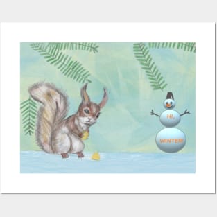 Squirrel in Winter Posters and Art